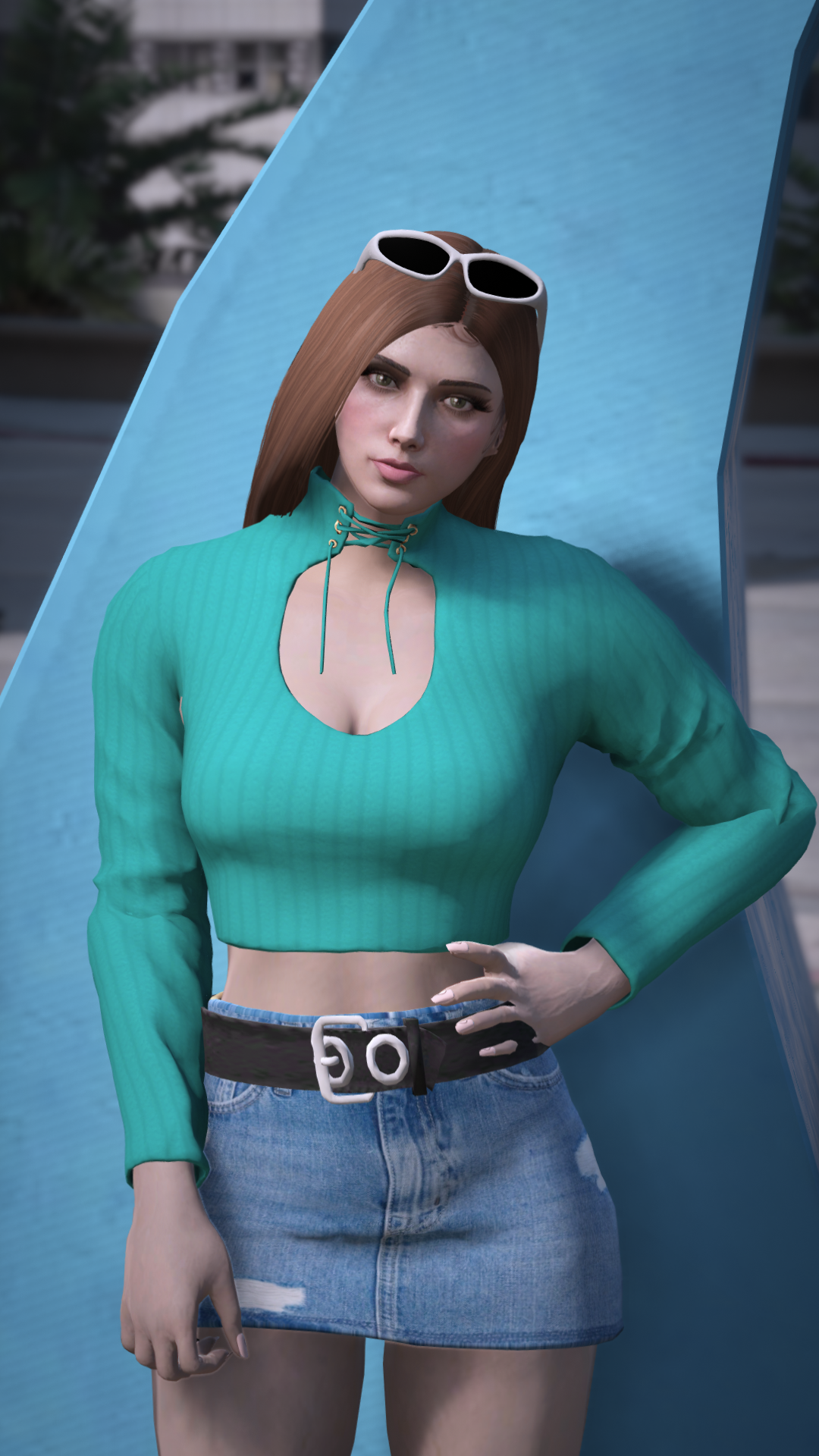 Thumbnail of Drawstring Neck Crop Top in Green