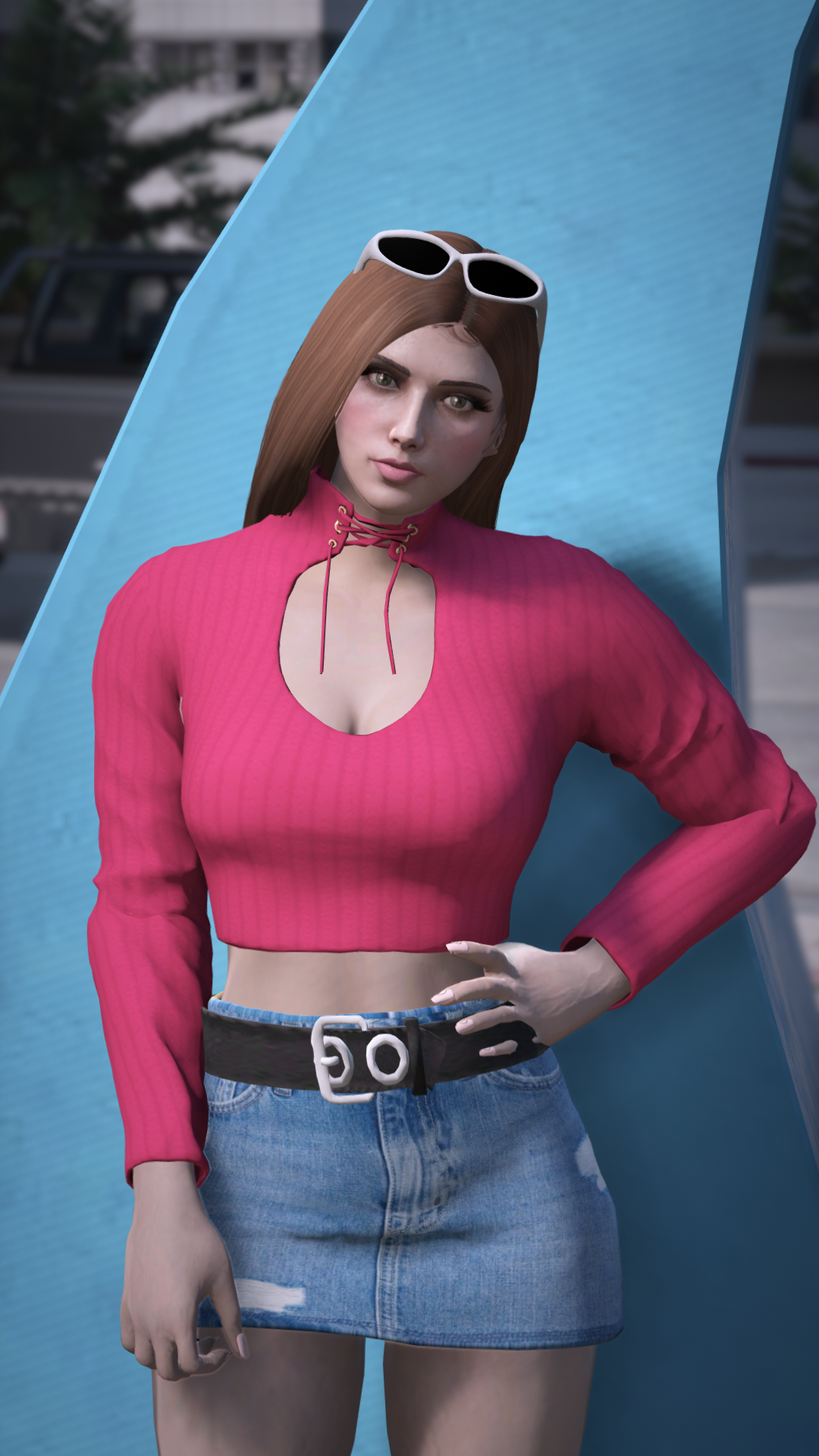 Thumbnail of Drawstring Neck Crop Top in Pink