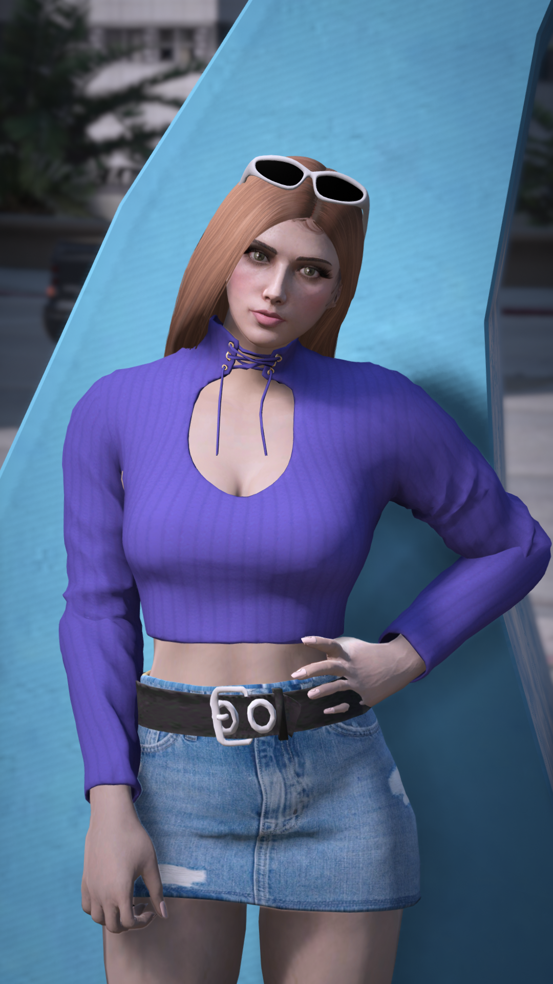 Thumbnail of Drawstring Neck Crop Top in Purple