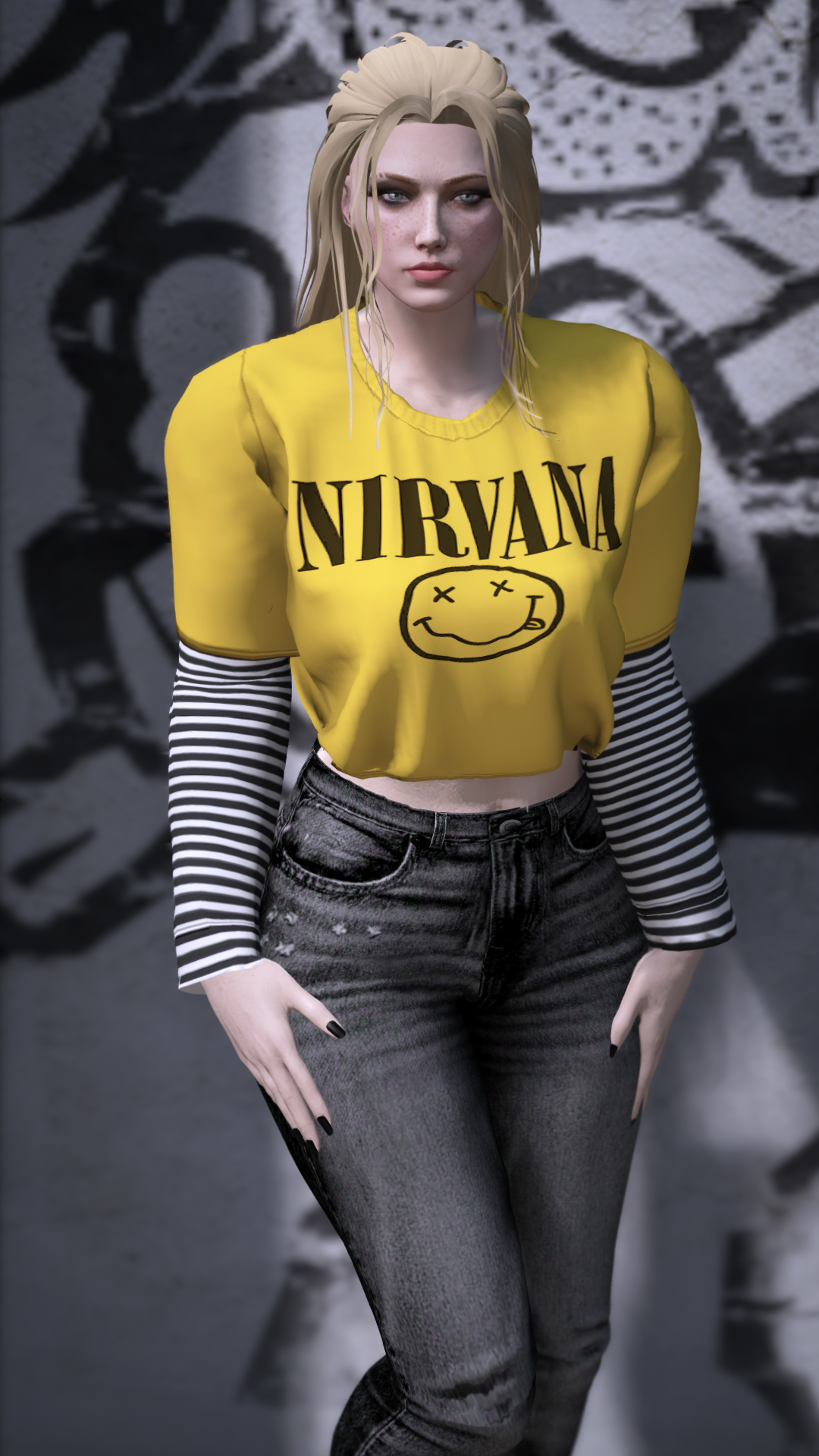 Striped Sleeve Grunge Top