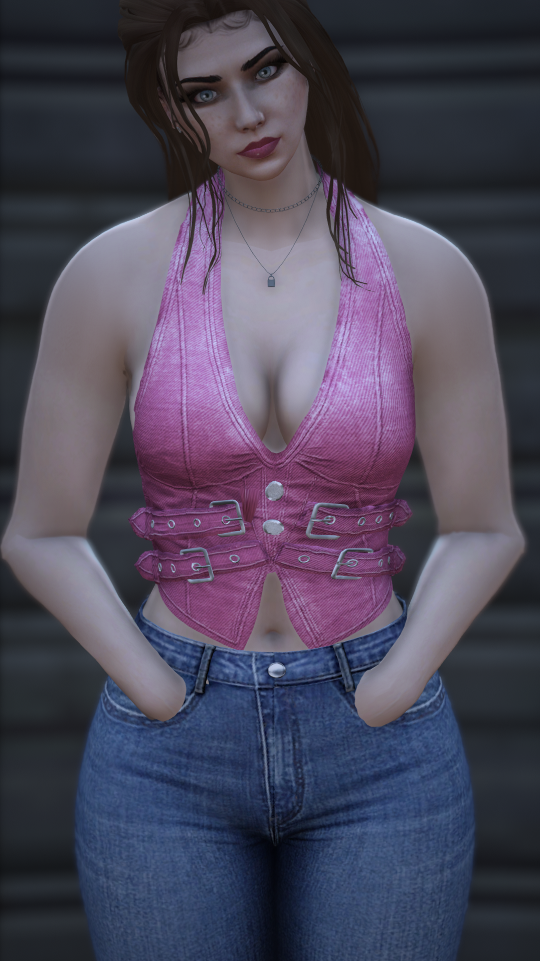 Thumbnail of V-Neck Buckled Bodice in Pink