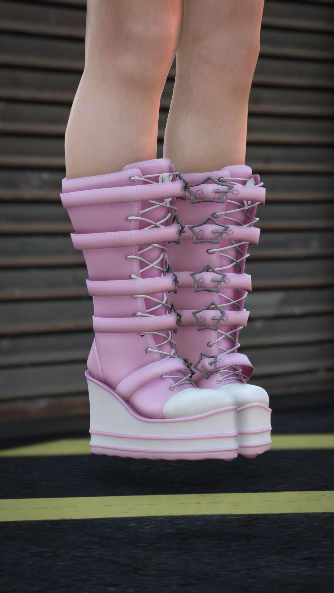 Thumbnail of Star-Buckle Platform Boots in Pink