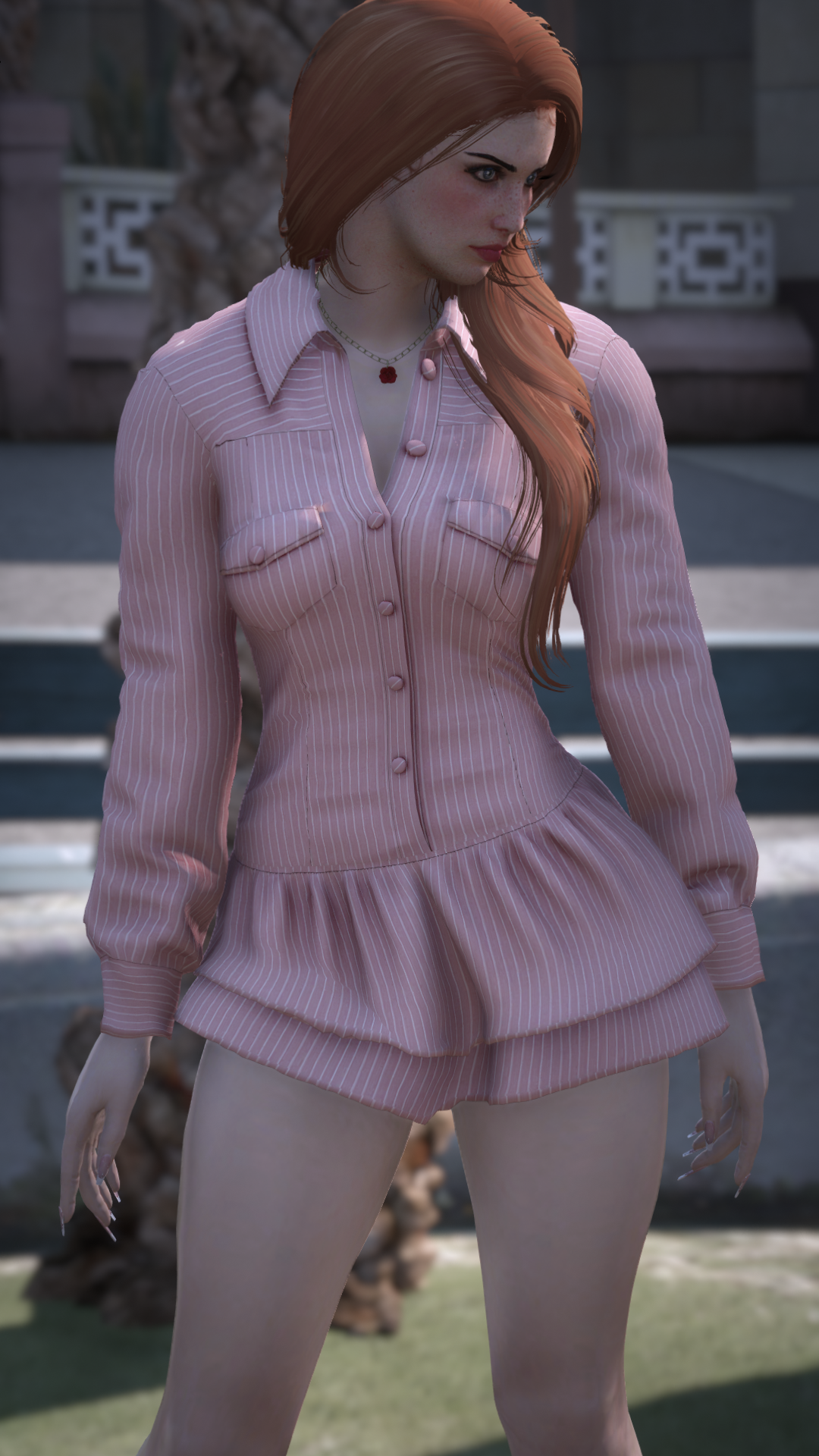 Thumbnail of Tiered Shirt Dress in Pink