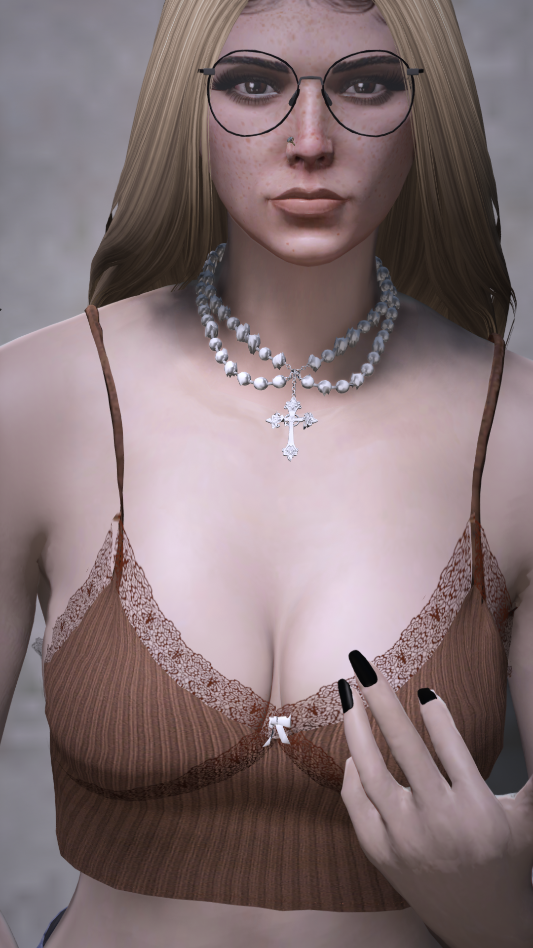 Gothic Pearl Cross Choker
