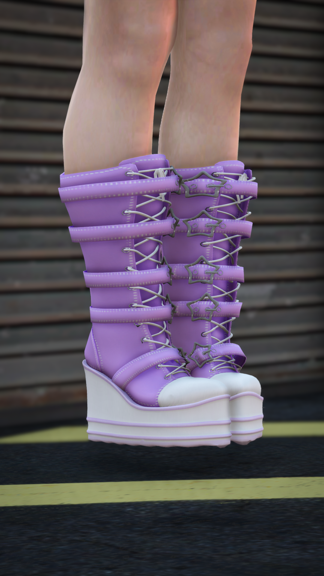 Thumbnail of Star-Buckle Platform Boots in Purple