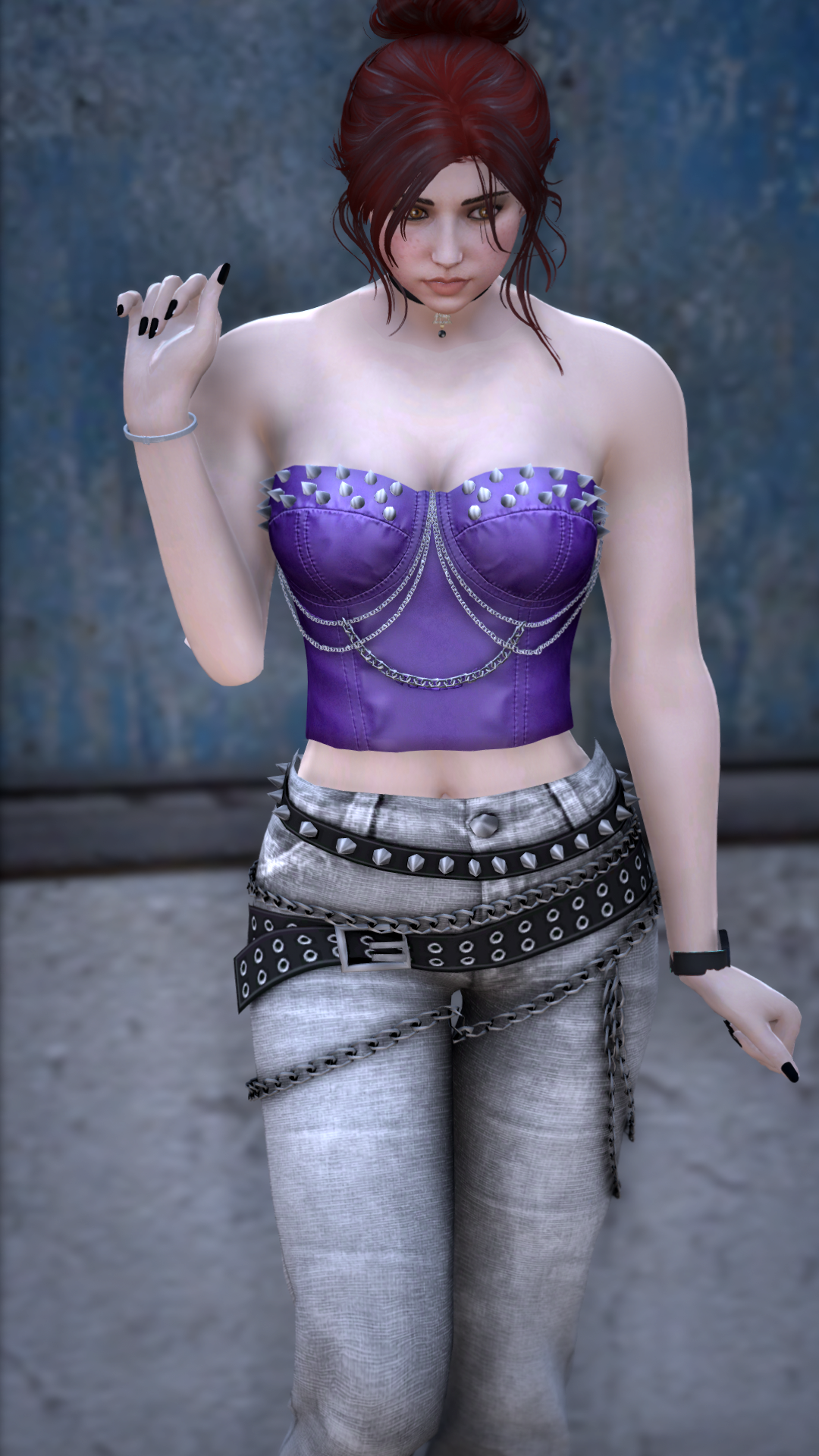 Thumbnail of Edgy Punk Studded Corset in Purple