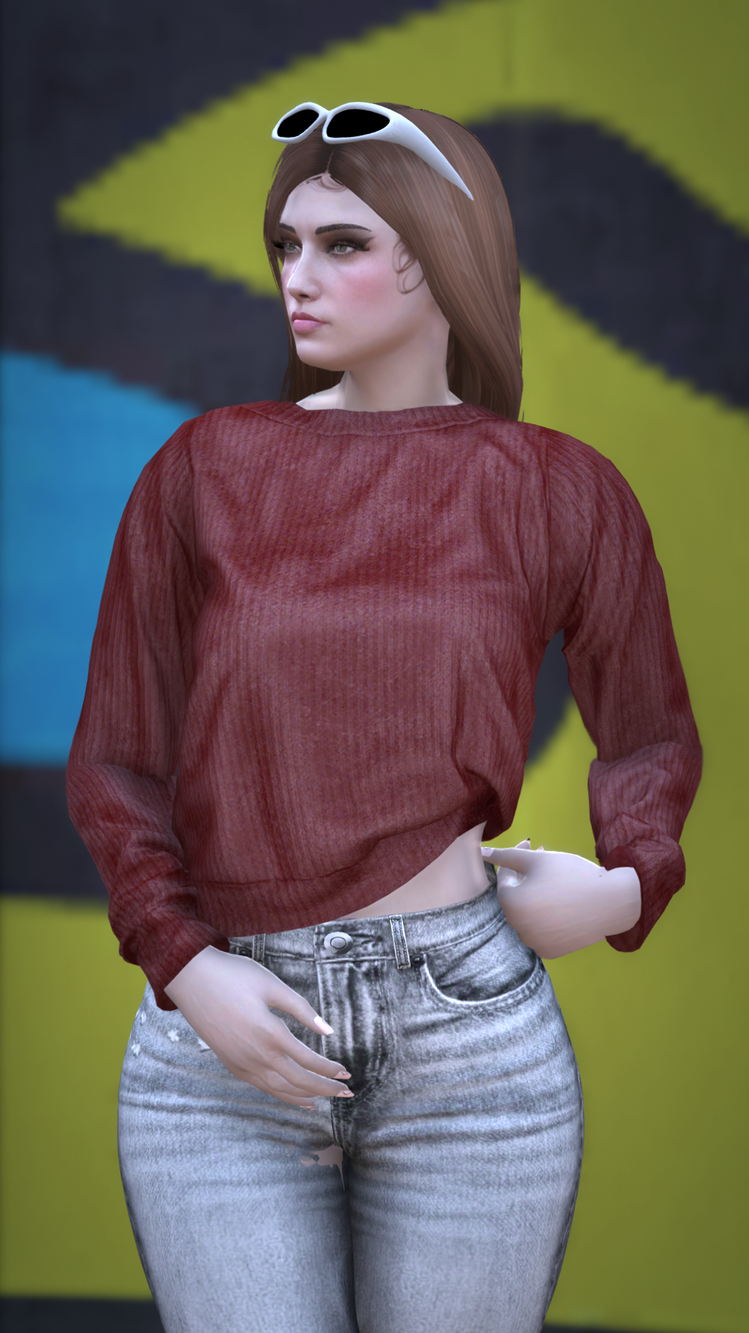 Thumbnail of Ribbed Long Sleeve Sweater in Red