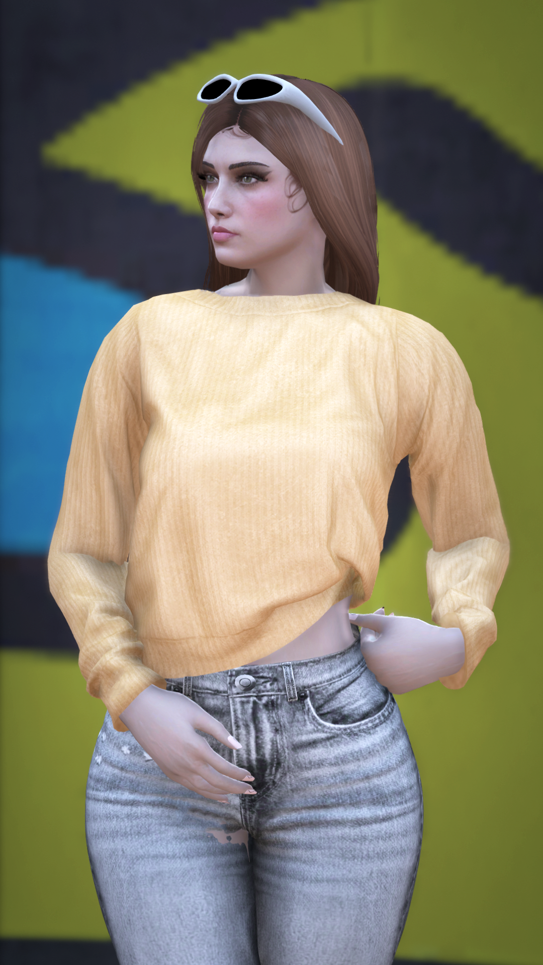 Thumbnail of Ribbed Long Sleeve Sweater in Yellow