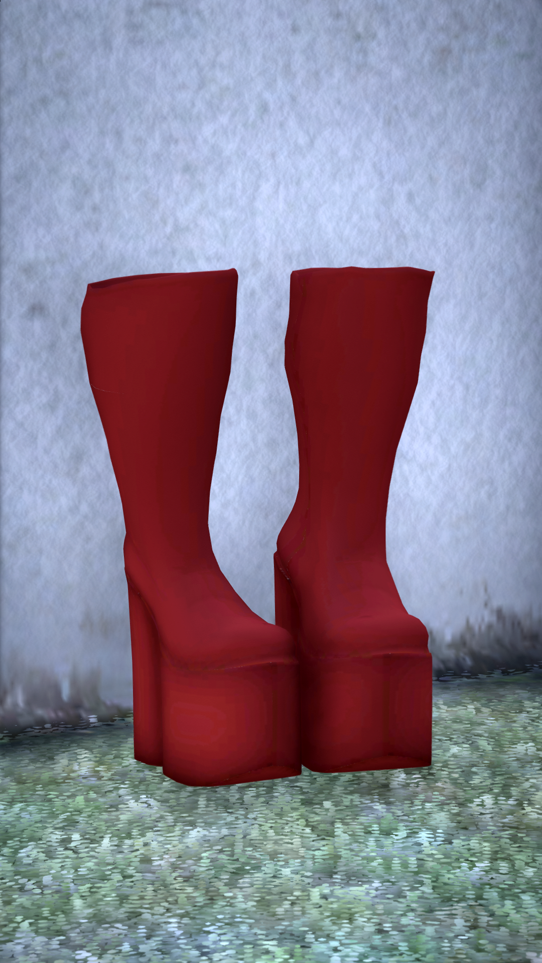 Thumbnail of Block Heel Platform Boots in Red