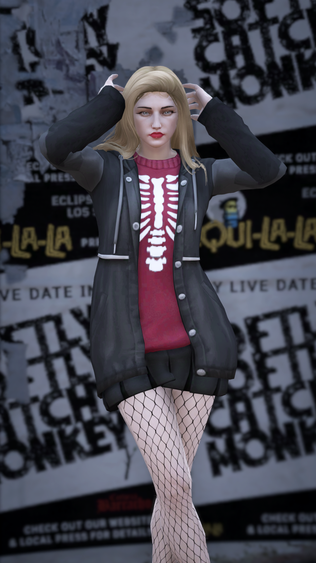 Thumbnail of Grunge Skirt & Hoodie Jacket Set in Skeleton-R