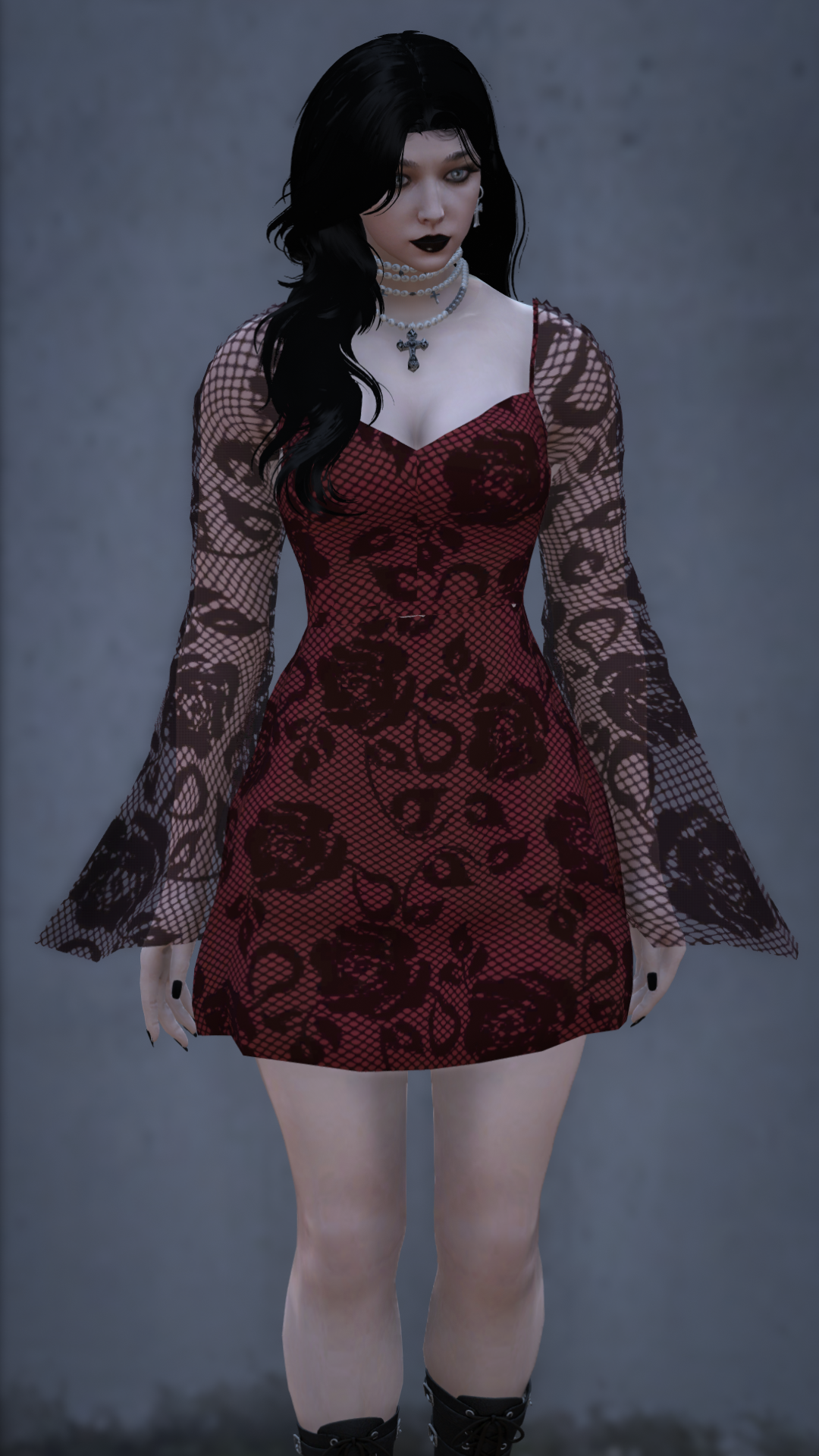 Gothic Rose Lace Mini Dress