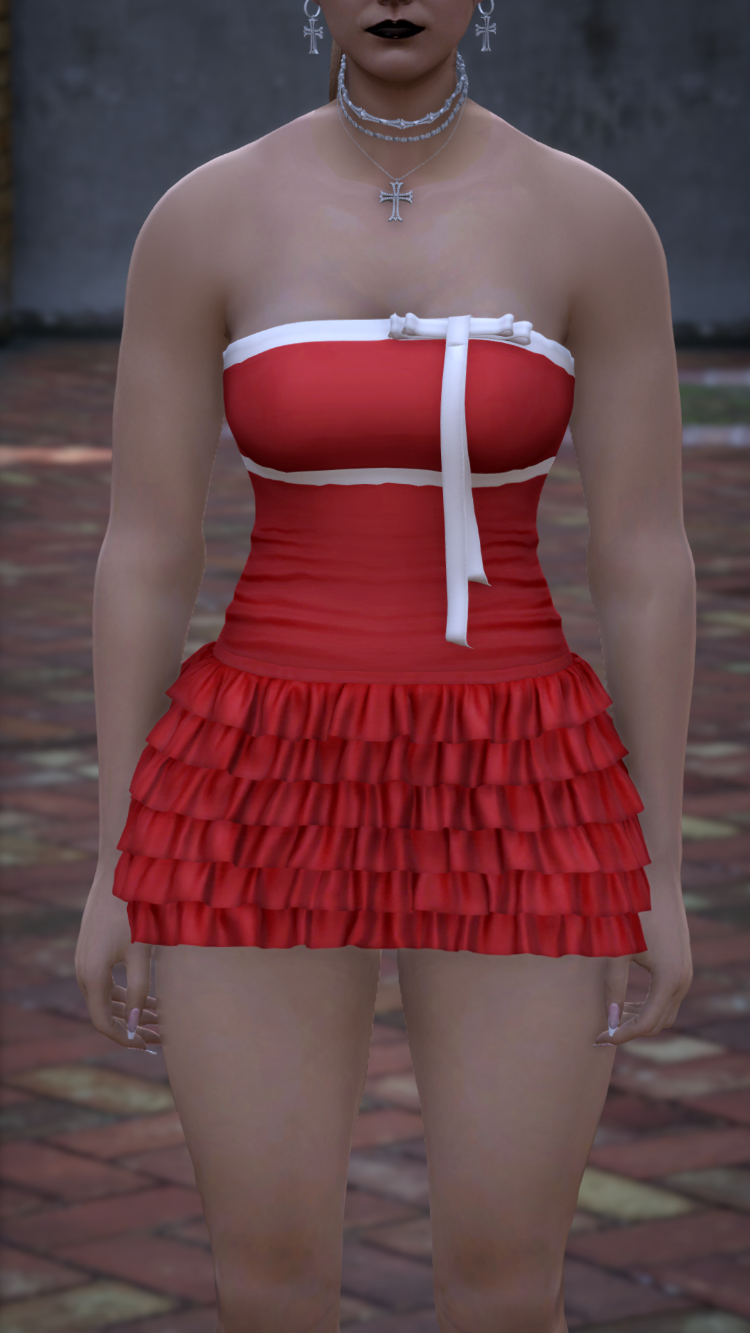 Thumbnail of Layered Ruffle Mini Dress in Red