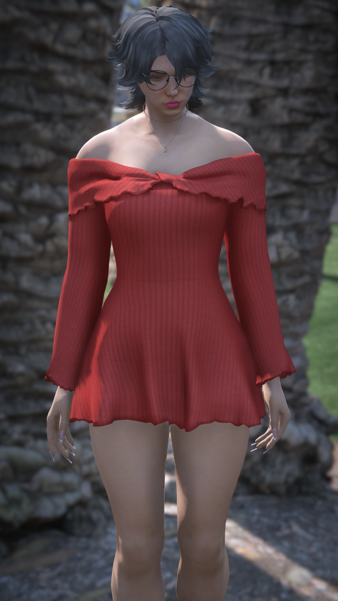 Thumbnail of Ribbed Mini Dress in Red