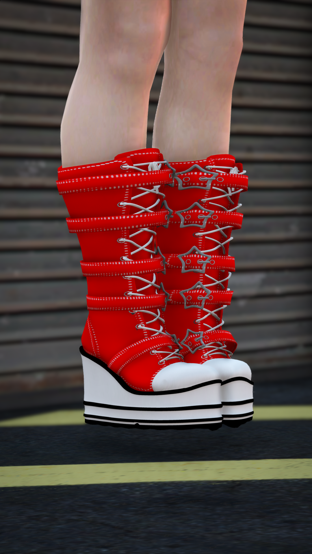 Thumbnail of Star-Buckle Platform Boots in Red