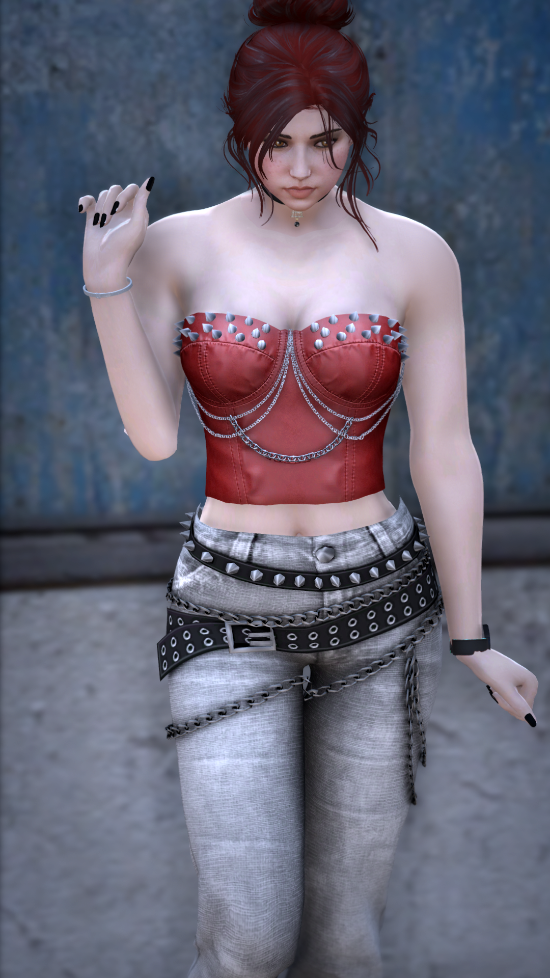 Thumbnail of Edgy Punk Studded Corset in Red