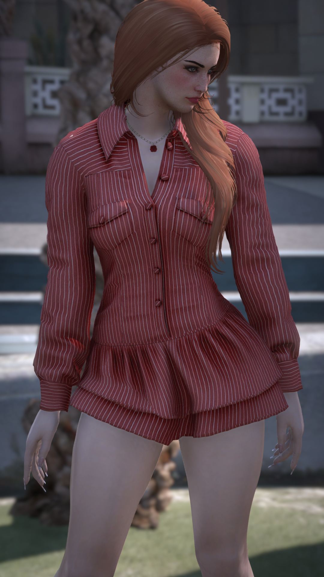 Thumbnail of Tiered Shirt Dress in Red