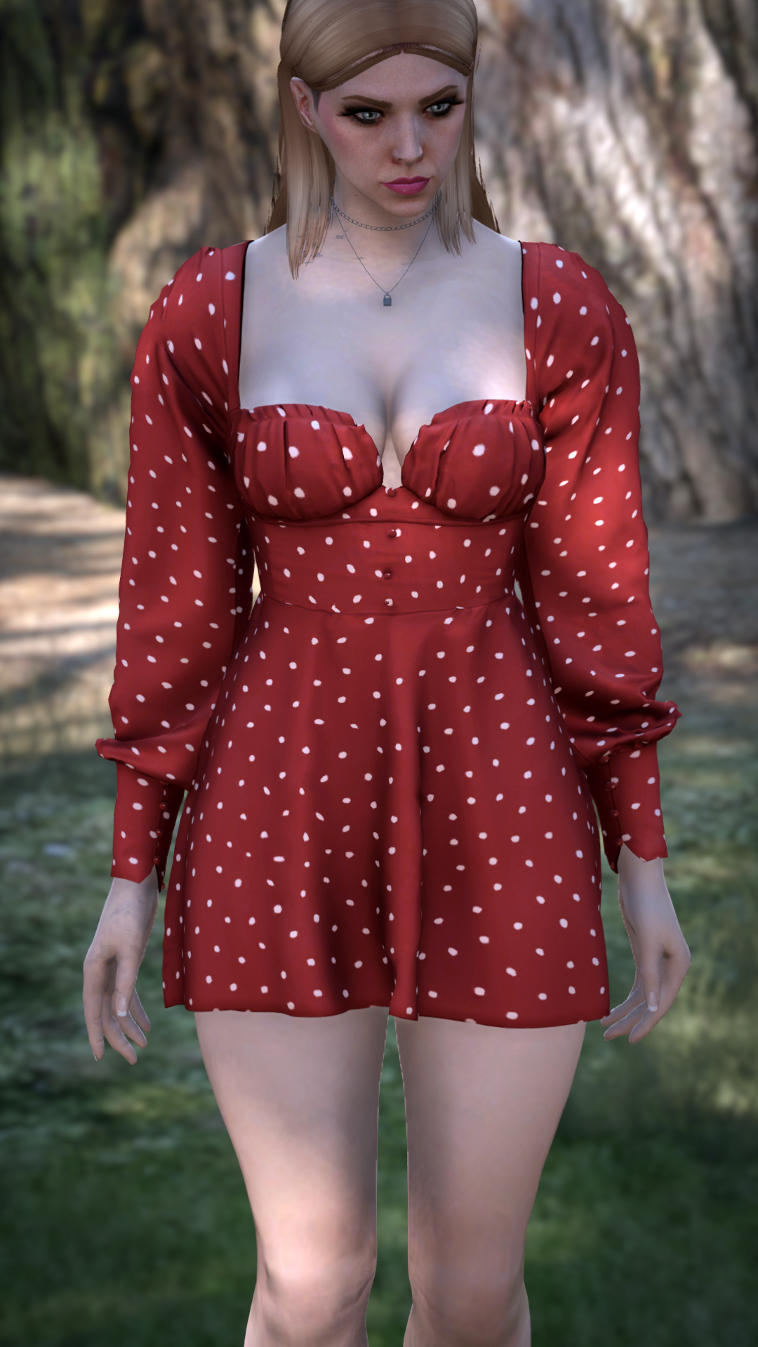 Thumbnail of Ruched Bust Mini Dress in Red (dots)