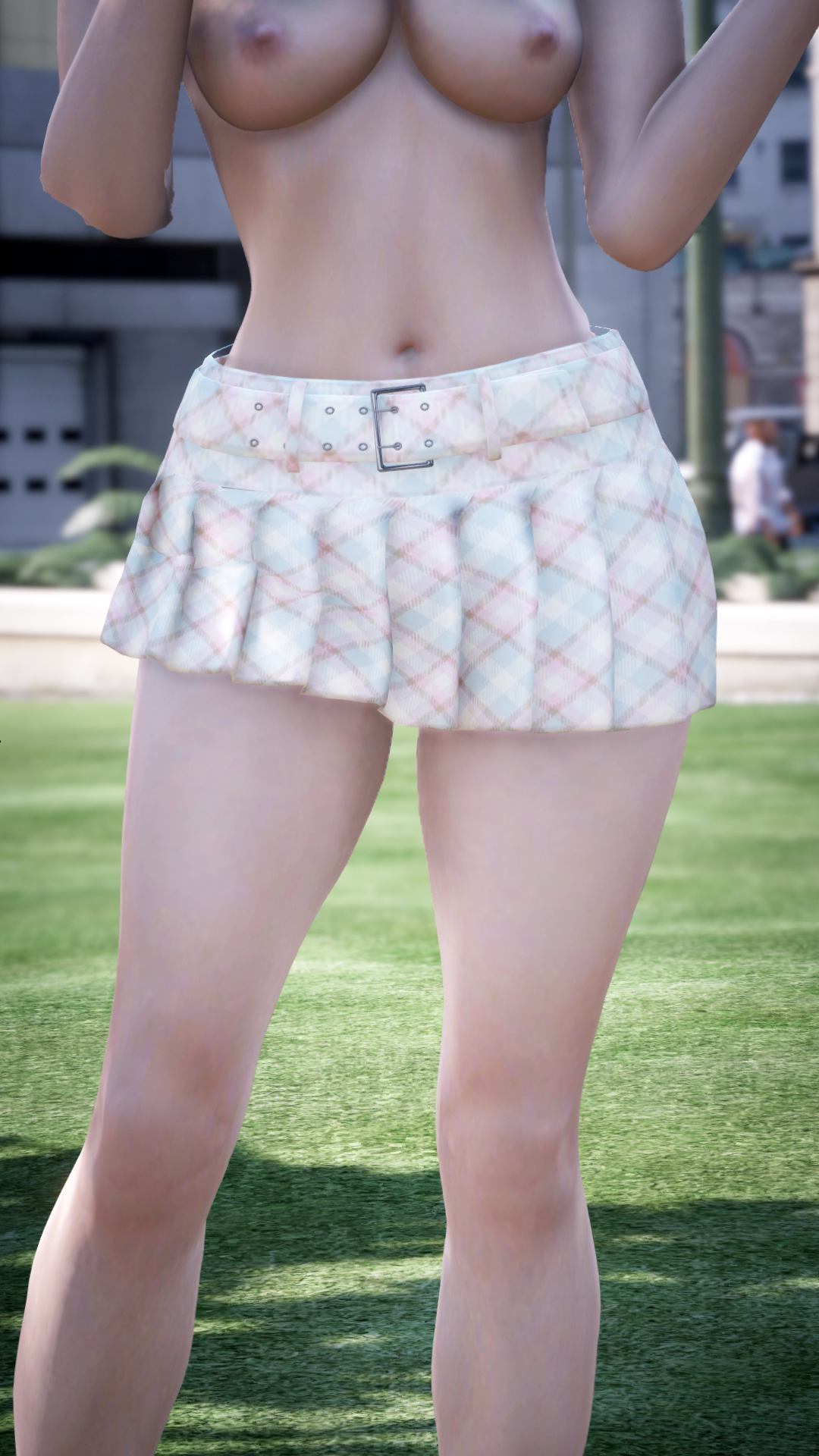 Thumbnail of Schoolgirl Style Plaid Skirt in Sky