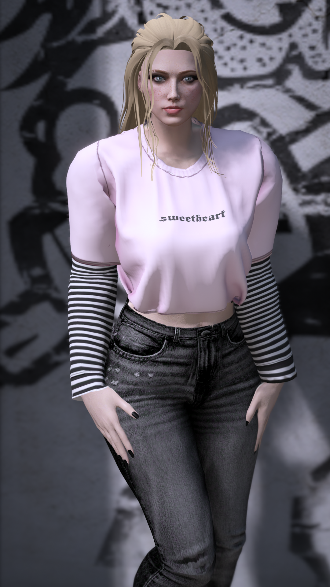 Thumbnail of Striped Sleeve Grunge Top in Sweetheart-P