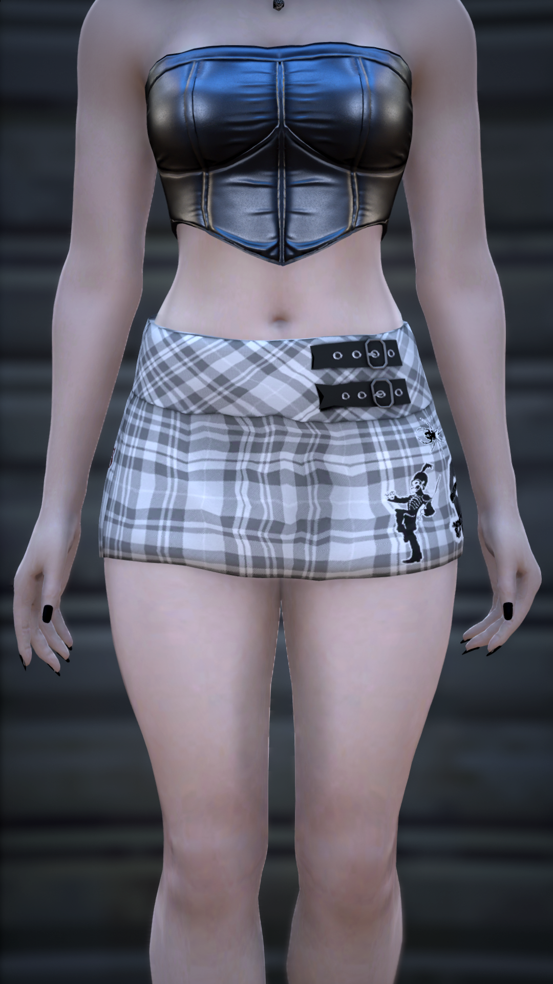 Buckled Plaid Micro Skirt