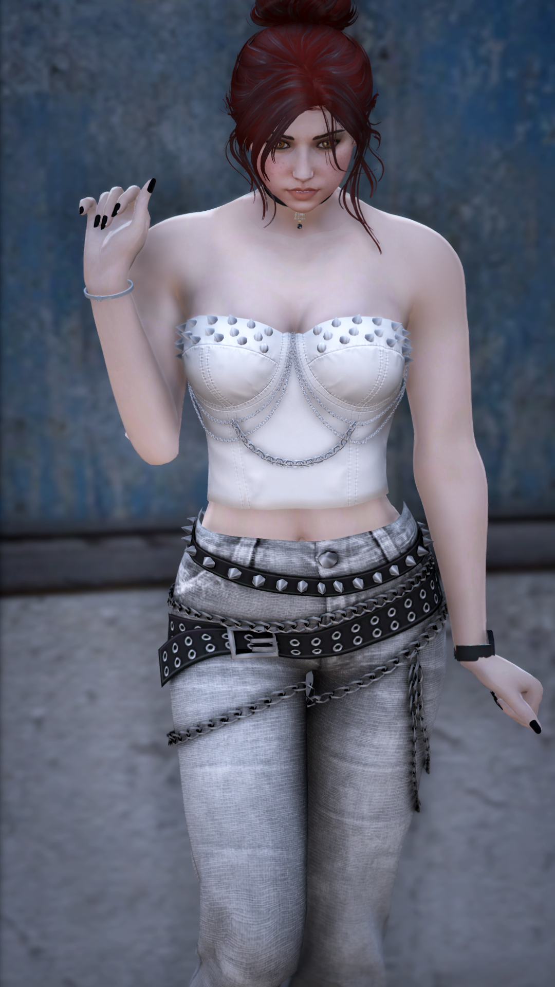 Thumbnail of Edgy Punk Studded Corset in White