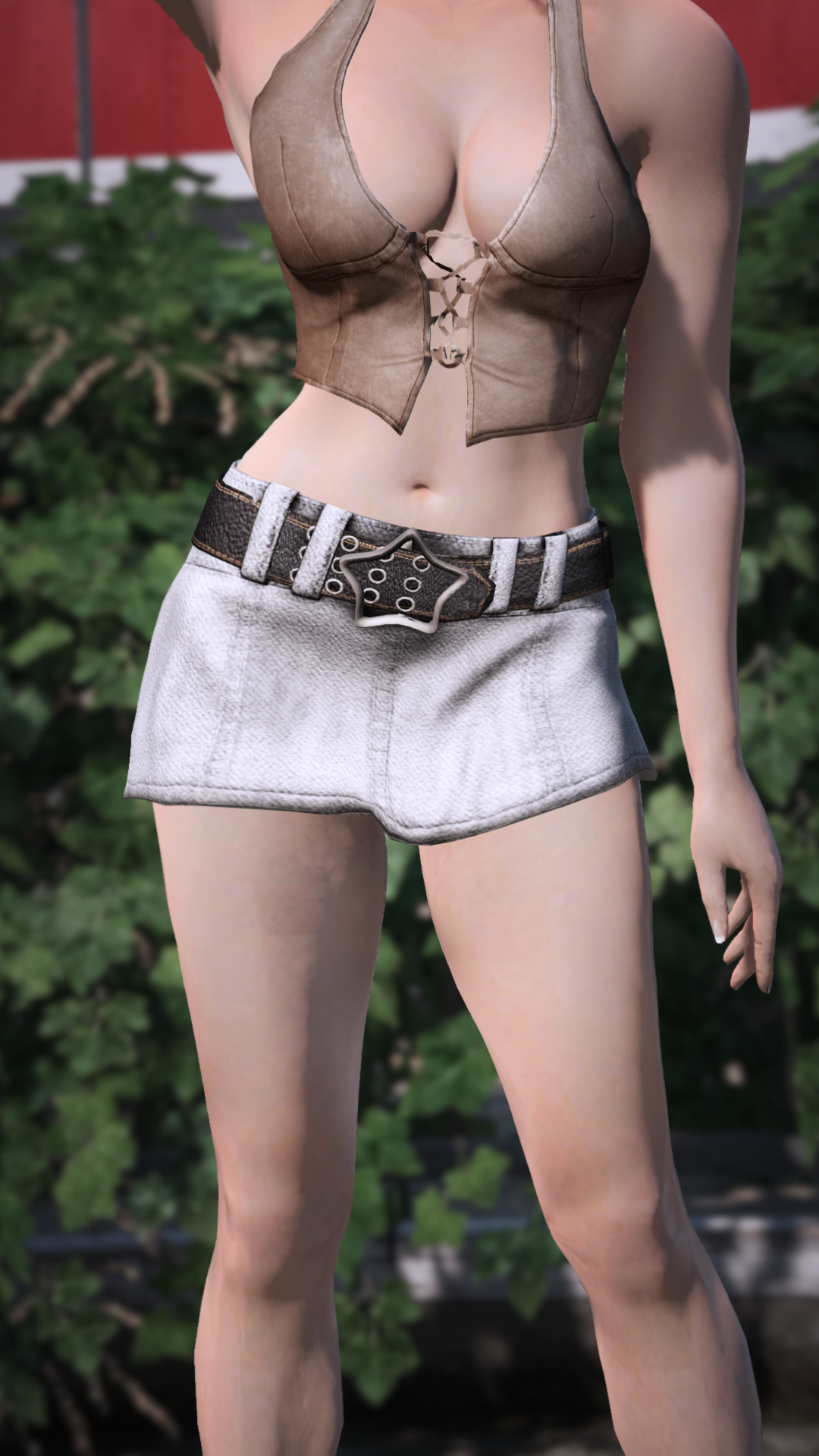 Thumbnail of Star-Buckle Leather Miniskirt in White
