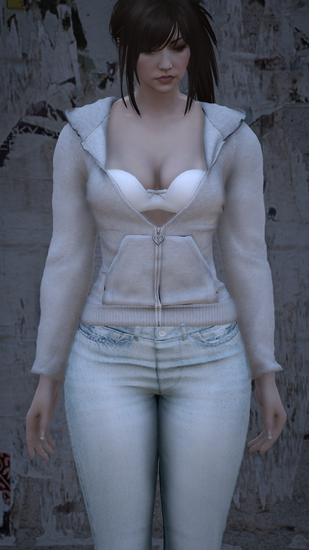 Thumbnail of Unzipped Heart Hoodie in White