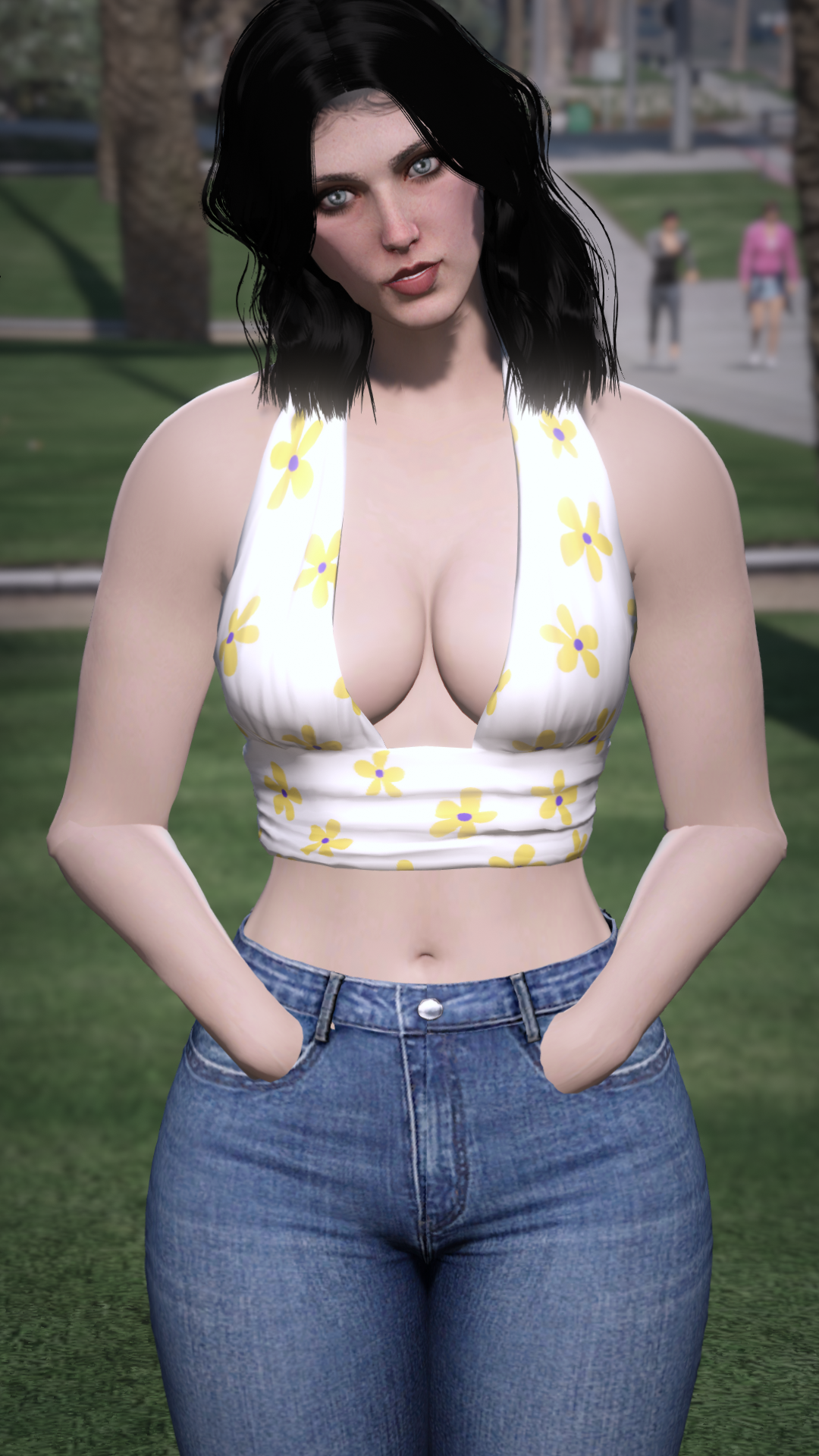 Thumbnail of Plunge Halter Crop in Yellow Flowers