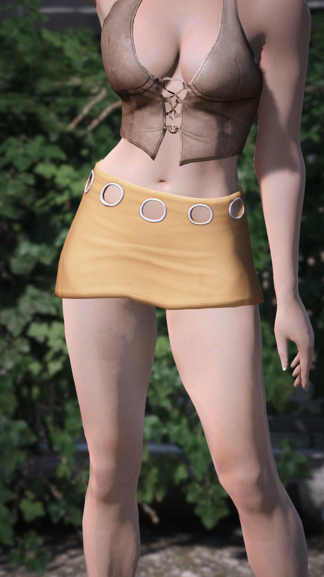 Thumbnail of Grommet Leather Miniskirt in Yellow
