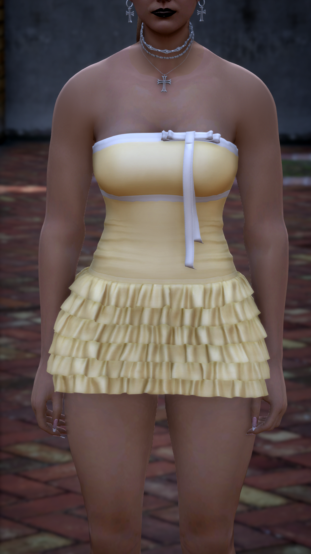 Thumbnail of Layered Ruffle Mini Dress in Yellow